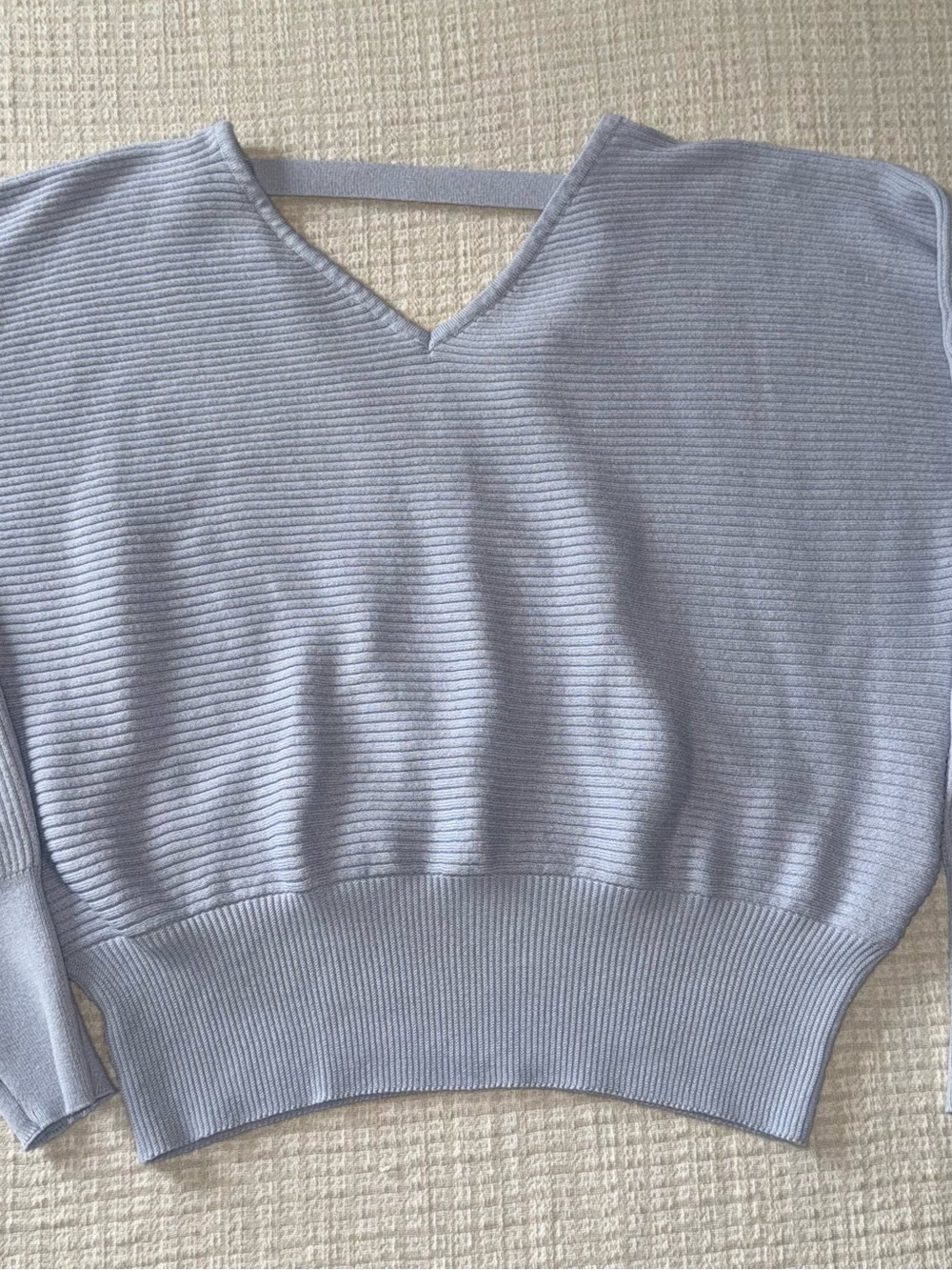 Hippie Rose Pastel Blue Ribbed V-Neck Pullover